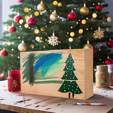 Unfinished MDF Wood Blocks for Crafts, Wooden Square Blocks for DIY (4 Pack)