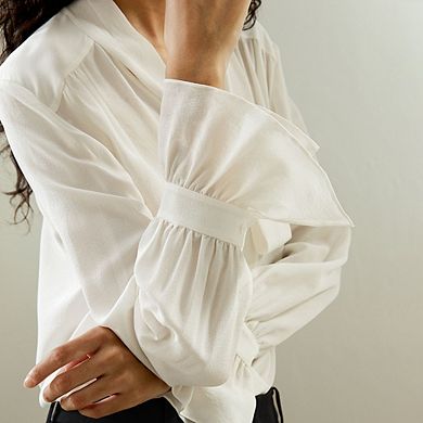 Lilysilk Silk V-neck Ribbon Blouse For Women