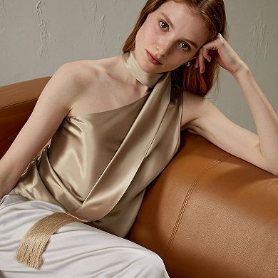 Lilysilk One-shoulder Evening Watershine Silk Top For Women