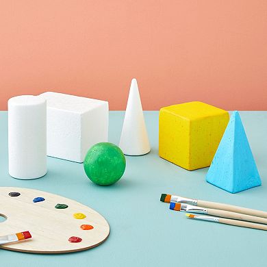 6 Pack Craft Foam Shapes For Diy Crafts Art Modeling, White, 2.5 To 5.9 In