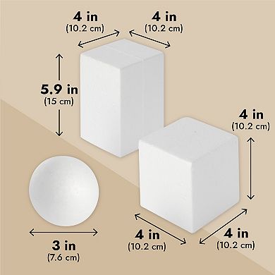 6 Pack Craft Foam Shapes For Diy Crafts Art Modeling, White, 2.5 To 5.9 In