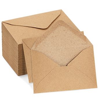 100 Count Mini Gift Card Envelopes, Kraft Paper Envelopes, Brown, 4.1 X 2.75 In