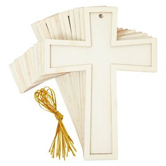 12 Unfinished Wooden Crosses for DIY Crafts Ornament Easter Tree, 3.8x5"