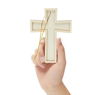 12 Unfinished Wooden Crosses for DIY Crafts Ornament Easter Tree, 3.8x5"
