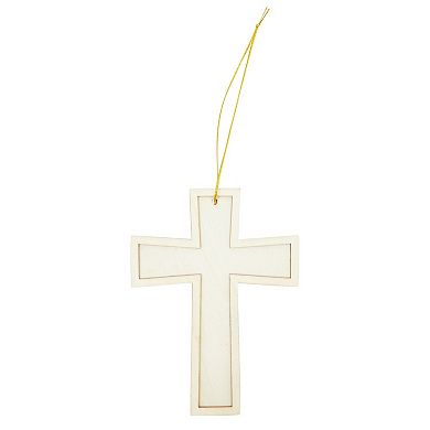12 Unfinished Wooden Crosses for DIY Crafts Ornament Easter Tree, 3.8x5"