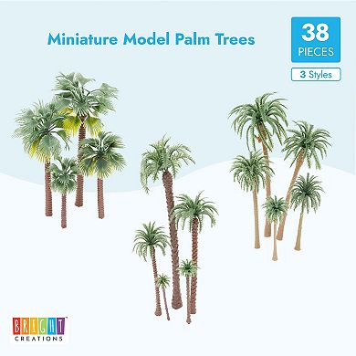 38x Mini Palm Trees With 3 Styles For Architectural Modeling, Dioramas, Crafts