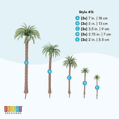 38x Mini Palm Trees With 3 Styles For Architectural Modeling, Dioramas, Crafts