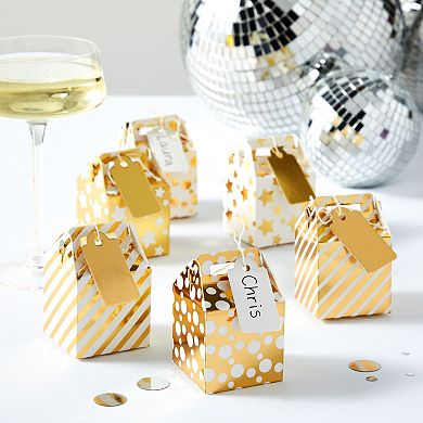 36 Pack Mini Gold Gift Boxes For Wedding, Tiny 2x2x2 Favor Boxes With Tags