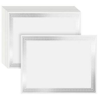 50 Sheets Certificate Paper For Printing With Silver Foil Border (8.5 X 11 in