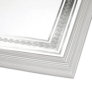 50 Sheets Certificate Paper For Printing With Silver Foil Border (8.5 X 11 In)