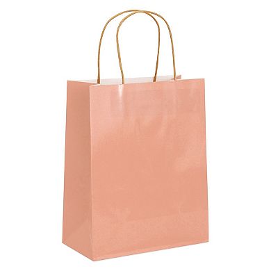 24 Pack Medium Paper Gift Bags With Handle For Birthday Party (8 X 10", Pink)