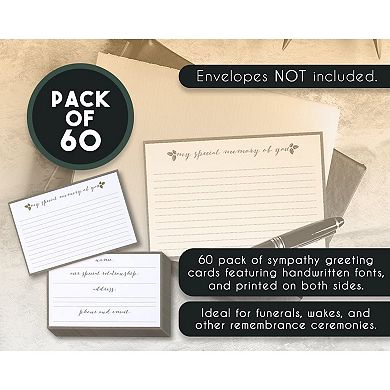 60 Pack Memorial Cards For Celebration Of Life, My Special Memory Of You, 4x6 In