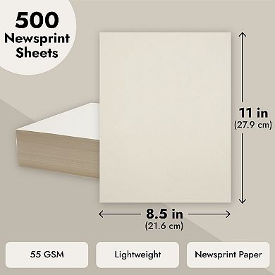 Newsprint Paper, Drawing Paper for Doodles & Sketching (11 x 8.5 in, 500 Sheets)