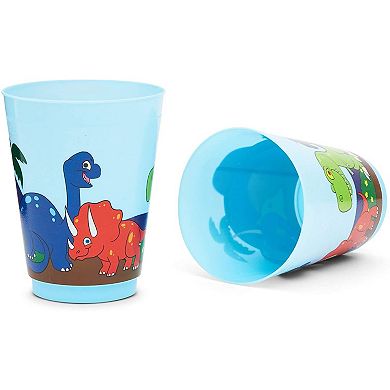 16x Dinosaur Reusable Plastic 16oz Party Cups For Kids Boys Birthday Blue