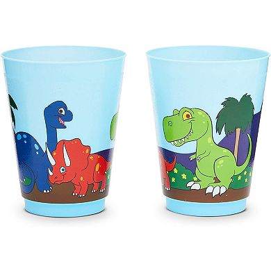 16x Dinosaur Reusable Plastic 16oz Party Cups For Kids Boys Birthday Blue