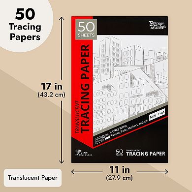 50 Sheets Translucent Vellum Paper Pap For Drawing And Tracing, 11 X 17 In