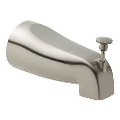 Brushed Nickel Bathtub Spout With Diverter, Slip-fit Connection, 2.5 X 5 In