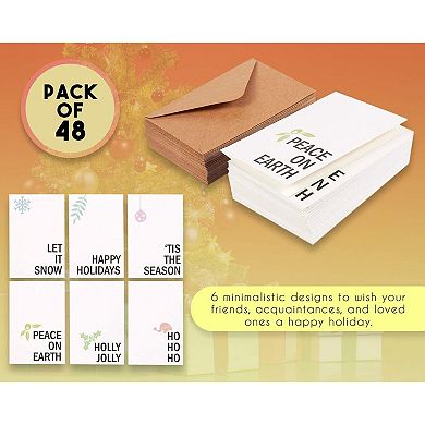 48 Pack Merry Christmas Greeting Cards With Envelopes, 6 Holiday Designs, 4x6