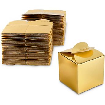Gold Foil Party Favor Gift Boxes, Decorative Candy Boxes, 2.5 X 2.5 in 100 Pack