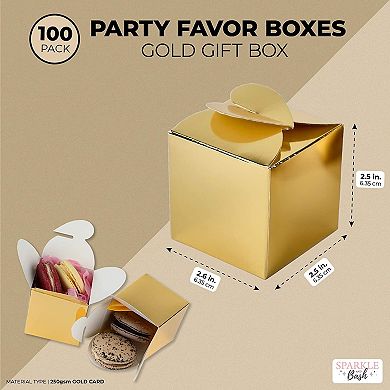 Gold Foil Party Favor Gift Boxes, Decorative Candy Boxes, 2.5 X 2.5 In, 100 Pack