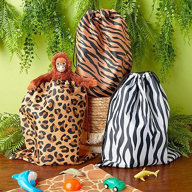 Drawstring Bags For Kids Birthday Safari Jungle Party (10x12 In, 12 Pack)
