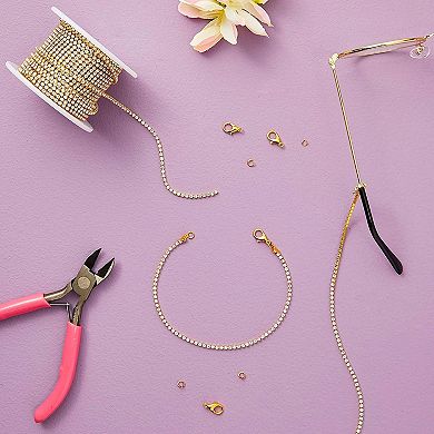 11 Yards Rhinestone Chain, Gold Trim String For Diy Jewelry Making, 2mm