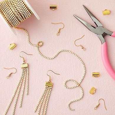 11 Yards Rhinestone Chain, Gold Trim String For Diy Jewelry Making, 2mm