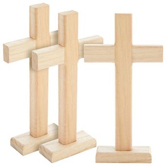 3x Easter Unfinished Wood Crosses For Crafts Table Displays Home Decor 8.7 Inch