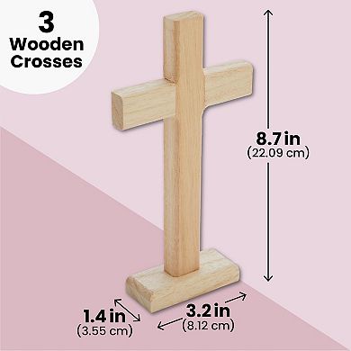 3x Easter Unfinished Wood Crosses For Crafts Table Displays Home Decor 8.7 Inch