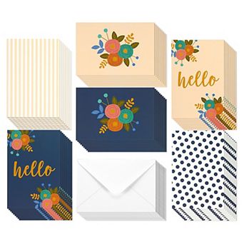 48 Pack Blank 4x6 Hello Notecards And Envelopes Set, Welcome Greeting Cards