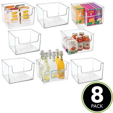 mDesign Plastic Kitchen Storage Organizer Bin with Open Front - 8 Pack