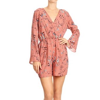 Women's Backless V-neck Floral Short Sleeve Romper