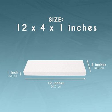6 Pack Packing Foam Block, Polystyrene Rectangles For Crafts, 12x4x1 In, White