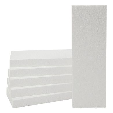 6 Pack Packing Foam Block, Polystyrene Rectangles For Crafts, 12x4x1 In, White