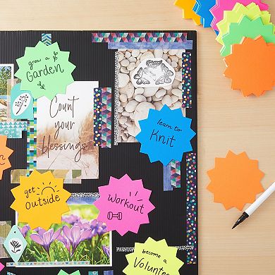 120-pack Blank Starburst Signs For Retail, Bulletin Boards, 6 Colors, 4x4 In