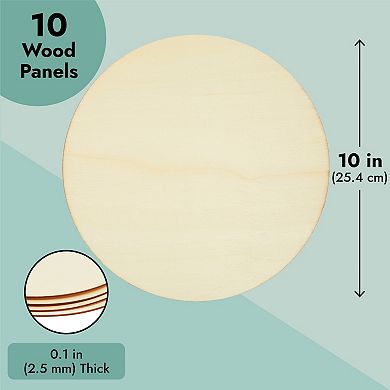 10 Inch Wooden Circles For Crafts, Unfinished Wood Rounds For Diy, 10 Pack