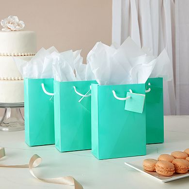 20-pack Small Teal Gift Bags With Tissue Paper, 7.9 X 5.5 X 2.5 In