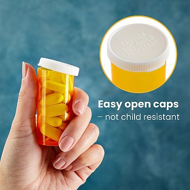 50x Plastic Reusable Empty Prescription Pill Vials Medicine Containers Bottles