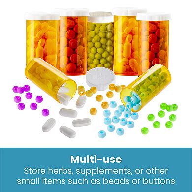 50x Plastic Reusable Empty Prescription Pill Vials Medicine Containers Bottles