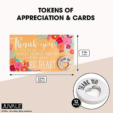 Set Of 12 Tokens Of Appreciation For Employees With Floral Thank You Cards Combo