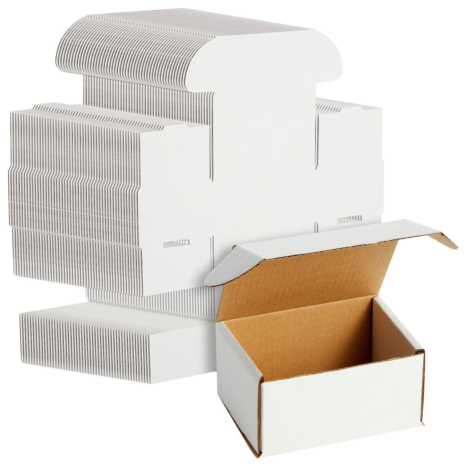 VALUEMAILERS 4x4x1 White Corrugated Shipping Mailer Boxes – Pack Of 50