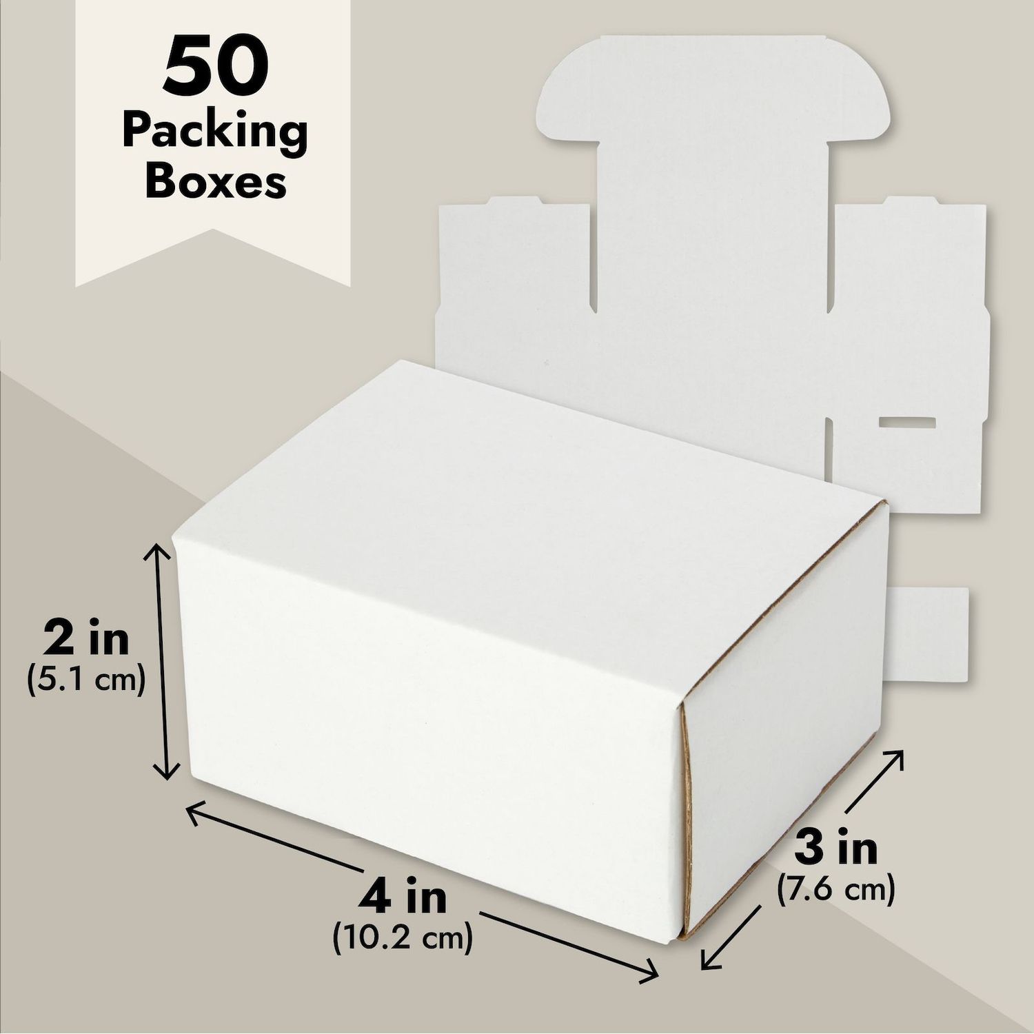 50 Pack 3x2x2 White Corrugated Shipping Mailer Packing Box Boxes