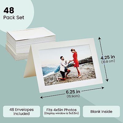 48 Pack Photo Frame Cards 4x6 With Envelopes, Picture Insert Note