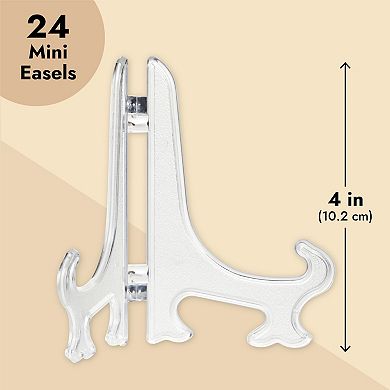 24 Pack Clear Mini Easels For Displaying Photos, Wedding Place Cards, 4 In