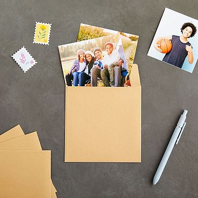 60 Pack Kraft Paper Material 5.5 X 5.5" Square Envelopes For Custom Invitations