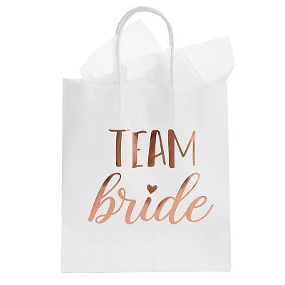 15-pack Team Bride Gift Bags With White Tissue Paper (rose Gold