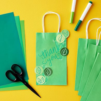 25-pack Green Gift Bags With Handles - Small Paper Treat Bags (5.3x3.2x9 In)