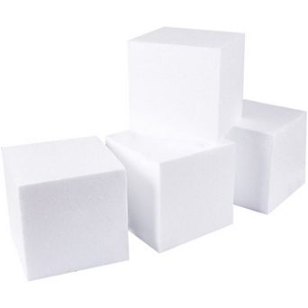 4 Pack Foam Cube Squares For Crafts, 6x6x6" White Blocks For, Diy Projects