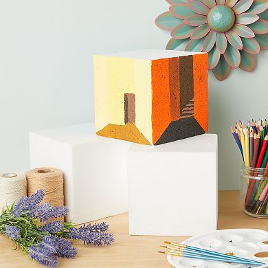 4 Pack Foam Cube Squares For Crafts, 6x6x6" White Blocks For, Diy Projects