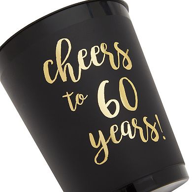 Cheers To 60 Years Cups, 60th Birthday Party Decorations (16 Oz, 16 Pack)